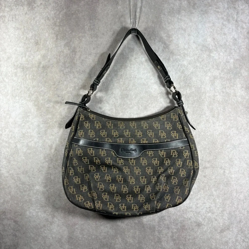 Dooney & Bourke Shoulder Bag & Wallet Medium Black Signature Monogram Hobo Denim